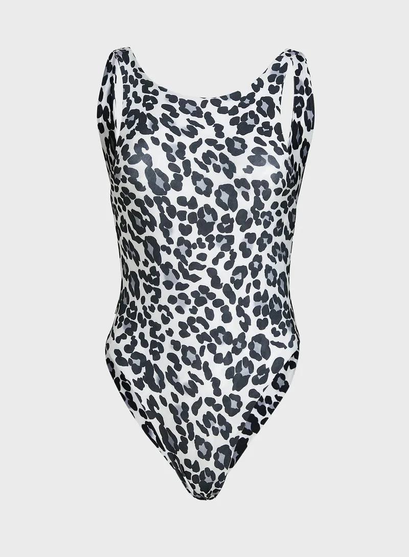 I Saw It First Petite Printed High Leg Swimsuit