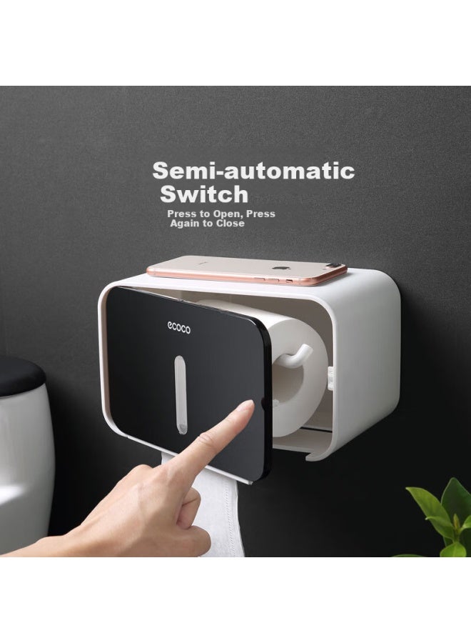 Ecoco Italian Cocoa Ecoco Cocoa Bathroom Storage Rack Toilet Paper Holder Punch-free Toilet Paper Towel Box Bathroom Hand Towel Box E1903 Gray - Image 3