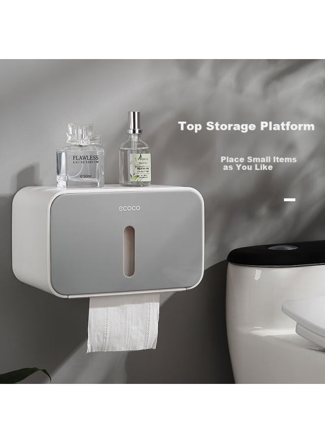 Ecoco Italian Cocoa Ecoco Cocoa Bathroom Storage Rack Toilet Paper Holder Punch-free Toilet Paper Towel Box Bathroom Hand Towel Box E1903 Gray - Image 4