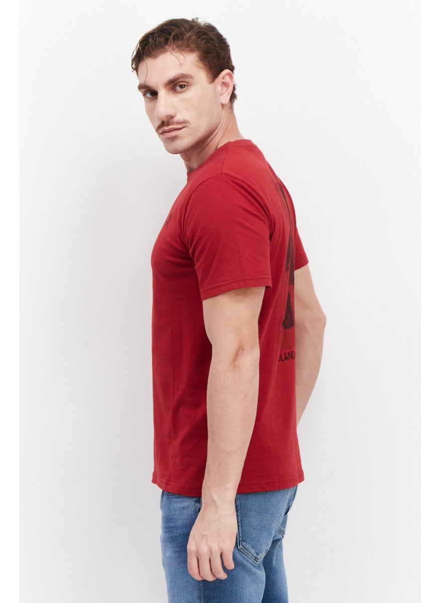 Nordland Men Crew Neck Short Sleeve Embroidered Logo T-Shirt, Red  - Image 4