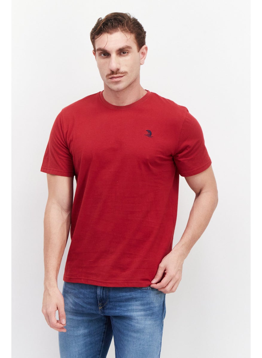 Nordland Men Crew Neck Short Sleeve Embroidered Logo T-Shirt, Red  - Image 1