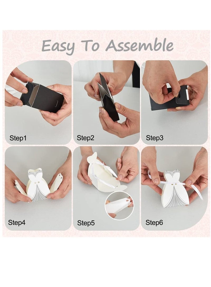 Generic 100Pcs Wedding Favor Boxes Small Wedding Party Favor Boxes Bride And Groom Candy Boxes For Bridal Shower Decorations Dress And Suit Favor Boxes （50Pcs Suit+50Pcs Wedding Dress） - Image 4