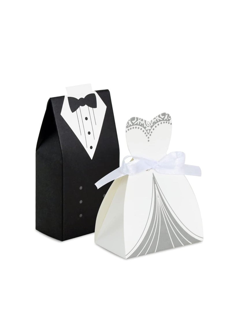 Generic 100Pcs Wedding Favor Boxes Small Wedding Party Favor Boxes Bride And Groom Candy Boxes For Bridal Shower Decorations Dress And Suit Favor Boxes （50Pcs Suit+50Pcs Wedding Dress） - Image 2