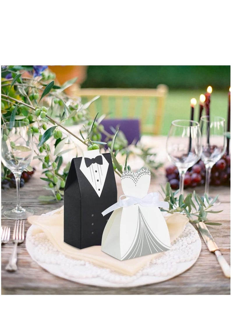 Generic 100Pcs Wedding Favor Boxes Small Wedding Party Favor Boxes Bride And Groom Candy Boxes For Bridal Shower Decorations Dress And Suit Favor Boxes （50Pcs Suit+50Pcs Wedding Dress） - Image 3