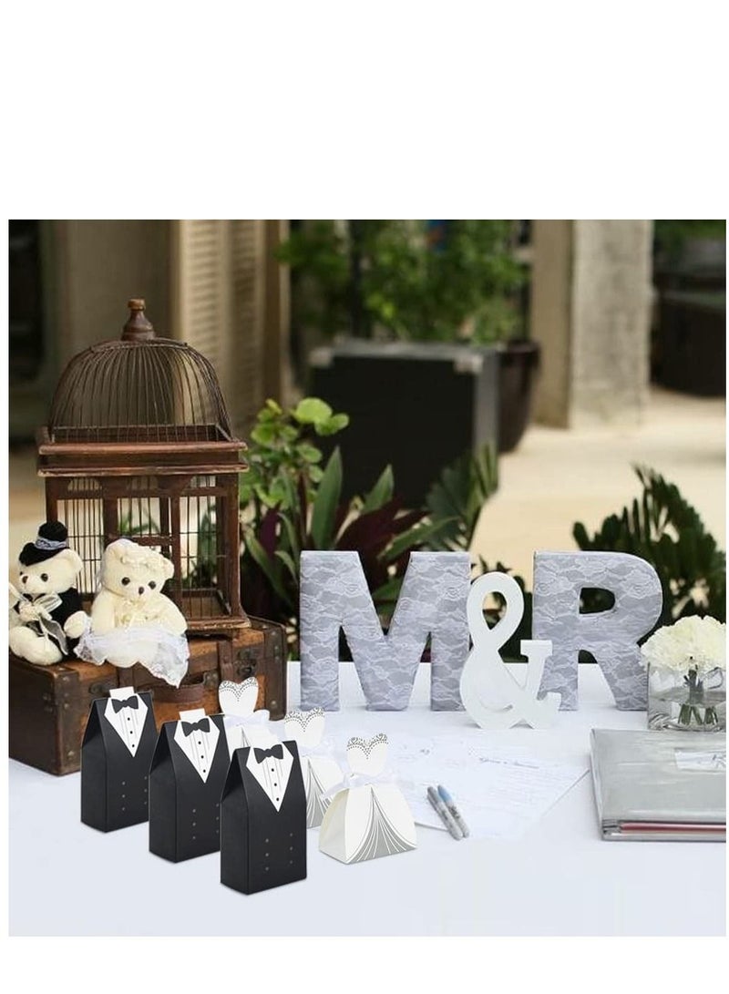 Generic 100Pcs Wedding Favor Boxes Small Wedding Party Favor Boxes Bride And Groom Candy Boxes For Bridal Shower Decorations Dress And Suit Favor Boxes （50Pcs Suit+50Pcs Wedding Dress） - Image 5