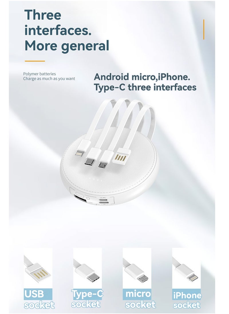 JEEJPV JEEJPV Power bank comes with cable 10000 mAh portable power bank Small Portable Charger white  - Image 2