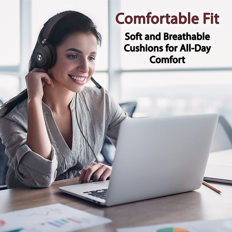 Cyber Acoustics سماعة USB الأساسية من سايبر أكوستيكس (HS-2000) - سماعة احترافية للمكالمات والموسيقى، راحة طوال اليوم، تحكم مدمج في كؤوس الأذن، محسّنة لمنصات UC - Image 5