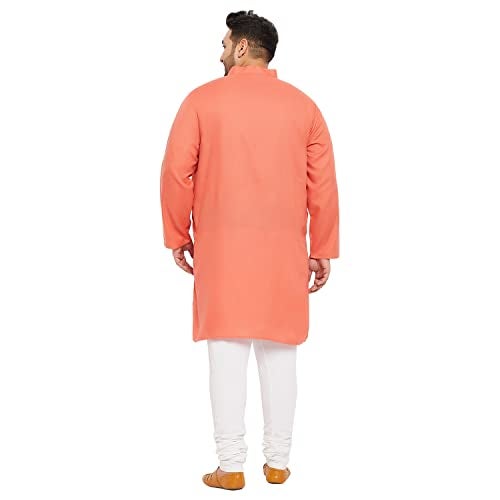 Bigbanana Plus Size Men's Regular Fit Kurta (Ullas-Peach,Peach,5XL) - Image 5