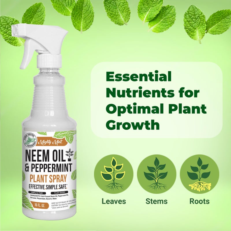 Mighty Mint Neem Oil & Peppermint Plant Nutrient Spray â€“ Natural Leaf Shine for Indoor & Outdoor Use â€“ Plant-Based Formula for Stronger, Healthy Plants - 16 oz - Image 5