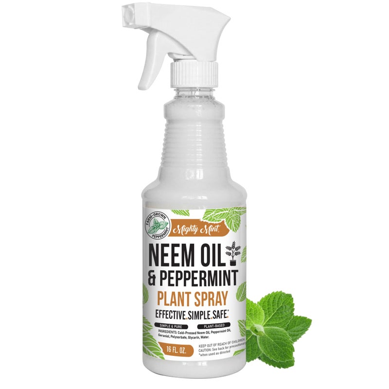 Mighty Mint Neem Oil & Peppermint Plant Nutrient Spray â€“ Natural Leaf Shine for Indoor & Outdoor Use â€“ Plant-Based Formula for Stronger, Healthy Plants - 16 oz - Image 1