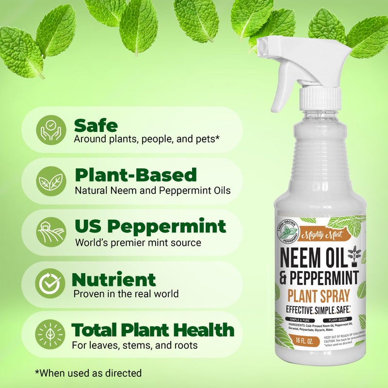 Mighty Mint Neem Oil & Peppermint Plant Nutrient Spray â€“ Natural Leaf Shine for Indoor & Outdoor Use â€“ Plant-Based Formula for Stronger, Healthy Plants - 16 oz - Image 2