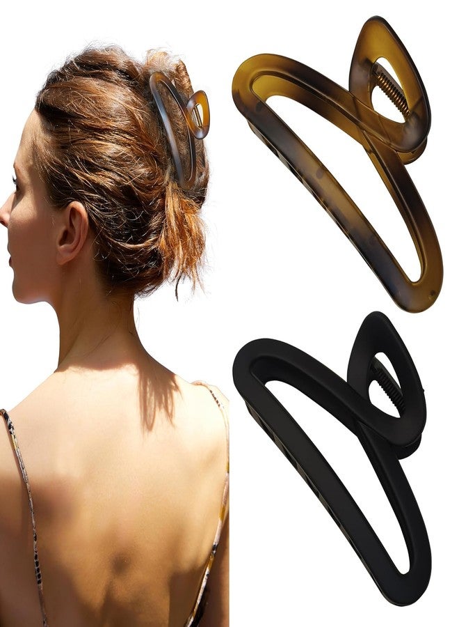 Nalodu Large Hair Claw Clips, 4.3 Inch Non-Slip Big Unbreakable Hair Clip Matte Hair Claws for Women Long Thick Curly Hair, 2 Pack - Image 1
