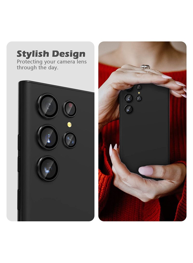 Rock Pow Camera Lens Screen Protector,Individual Metal Ring Rear Camera Lens Protector,for Samsung Galaxy S22 Ultra (2022), Black - Image 4