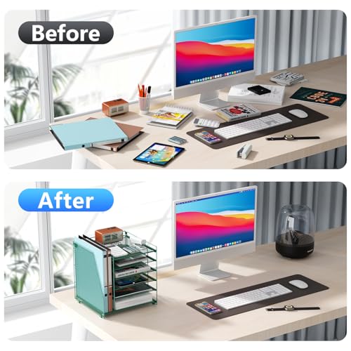 gianotter 6Tier Paper Organizer With Magazine Holder Desk Organizers and Accessories Desk Accessories Workspace Organizers File Organizer for Office Supplies Storag Green 6Tier - Image 3
