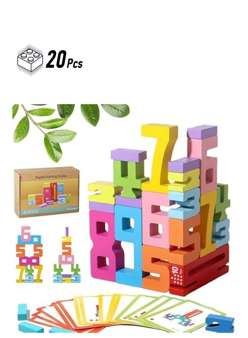 Wooden Number Building Blocks Montessori 10/20 PCS, 2025 New Digit Blocks, Strengthfully Wooden Number Blocks, Friends of 10 Blocks (20PCS (Color Box Contains) - Image 1