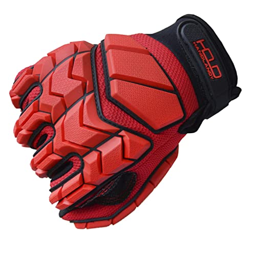 AIGEVTURE Anti Vibration Work Gloves Men,TPR Impact Protection Gloves,SBR Fingers & Palm Padded Safety Impact Reducing Mechanic Gloves (Large, Red) - Image 1