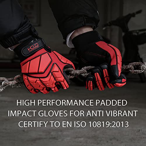 AIGEVTURE Anti Vibration Work Gloves Men,TPR Impact Protection Gloves,SBR Fingers & Palm Padded Safety Impact Reducing Mechanic Gloves (Large, Red) - Image 4
