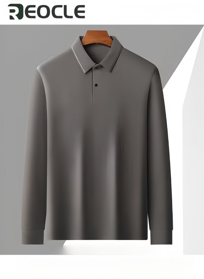 REOCLE Men's Polo Shirts Long Sleeve Casual Solid Stylish Dry Fit Performance Designed Collared Golf Polo Shirts - Image 4
