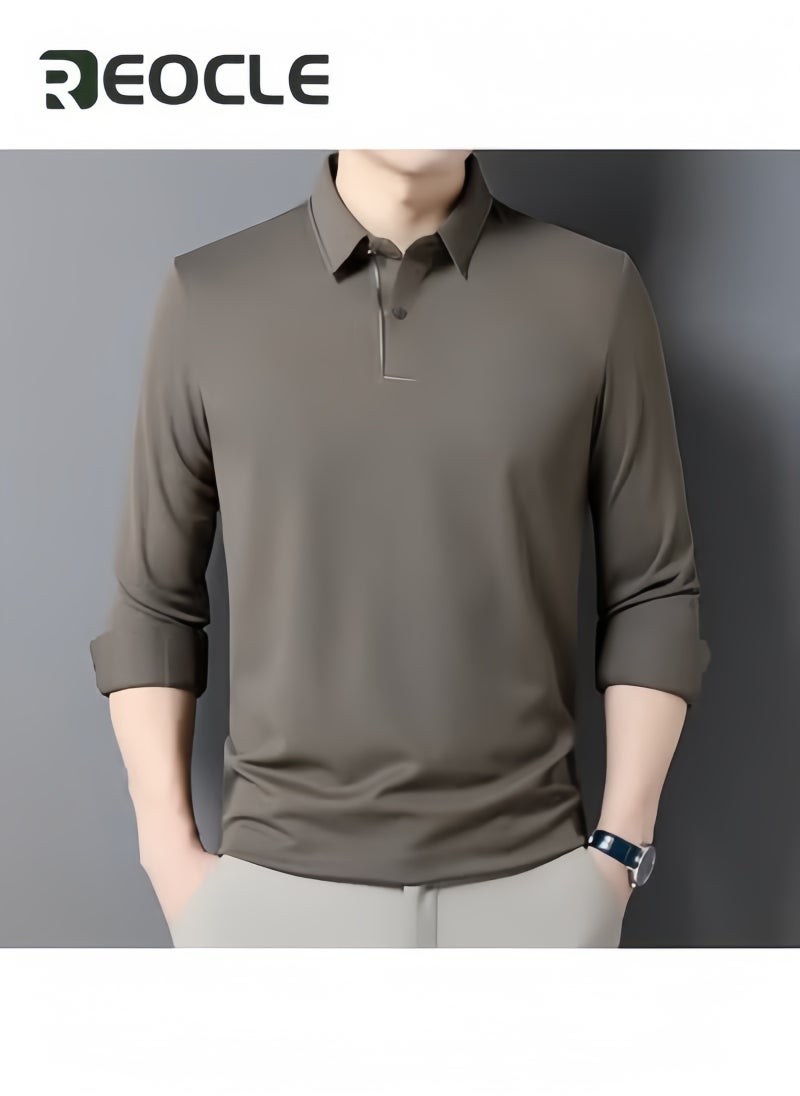 REOCLE Men's Polo Shirts Long Sleeve Casual Solid Stylish Dry Fit Performance Designed Collared Golf Polo Shirts - Image 3