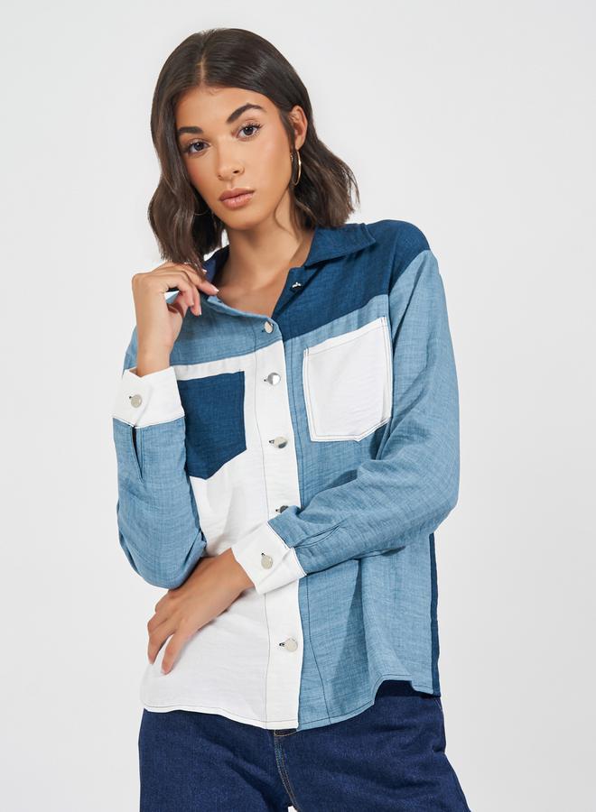 Styli Color Block Button Front Shirt  - Image 3