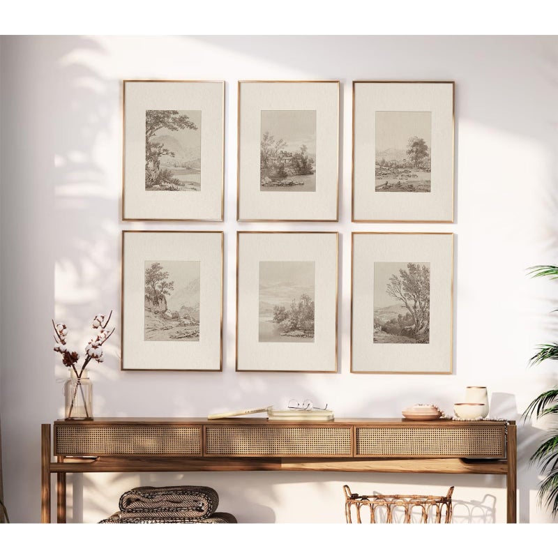 Joocrise Neutral Wall Art Decor Set of 6 Vintage Canvas Wall Art Rustic Farmhouse Wall Art Botanical Prints Country Pictures Neutral Vintage Artwork for Living Room Bedroom 12x16 Inch Unframed - Image 5