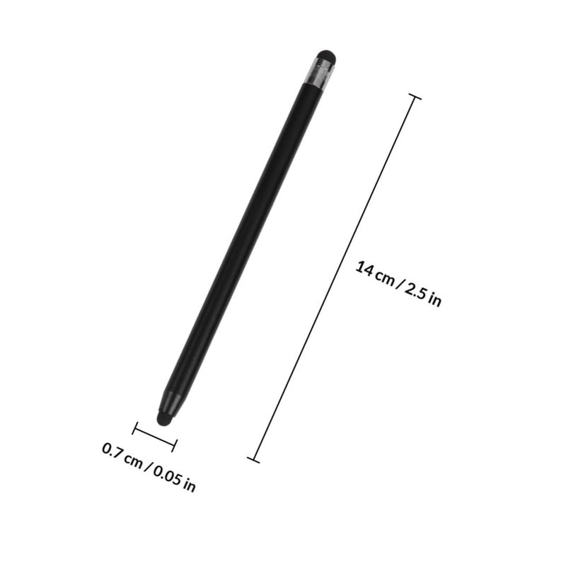 2pcs Black Silver Capacitive Stylus Pen Dual Tip for Touch Screen Tablets Phones - Image 3
