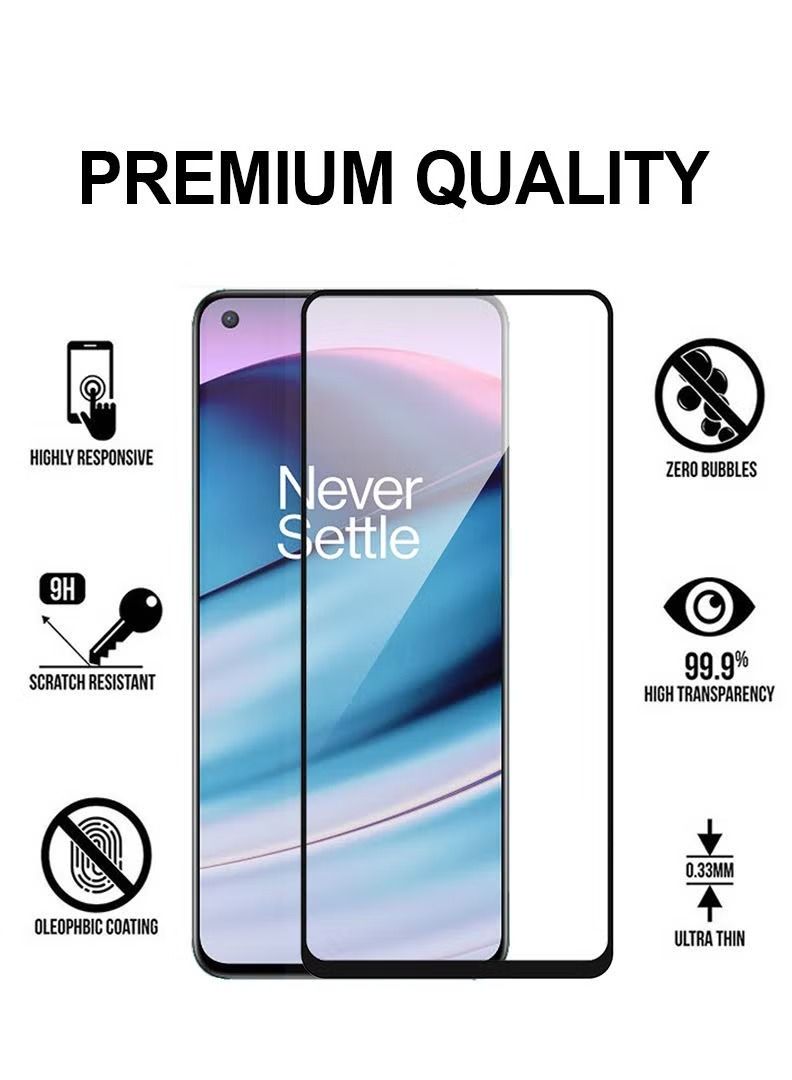 IAF Tempered Glass Screen Protector With 9H hardness For ONE PLUS NORD CE 2 BLACK - Image 1