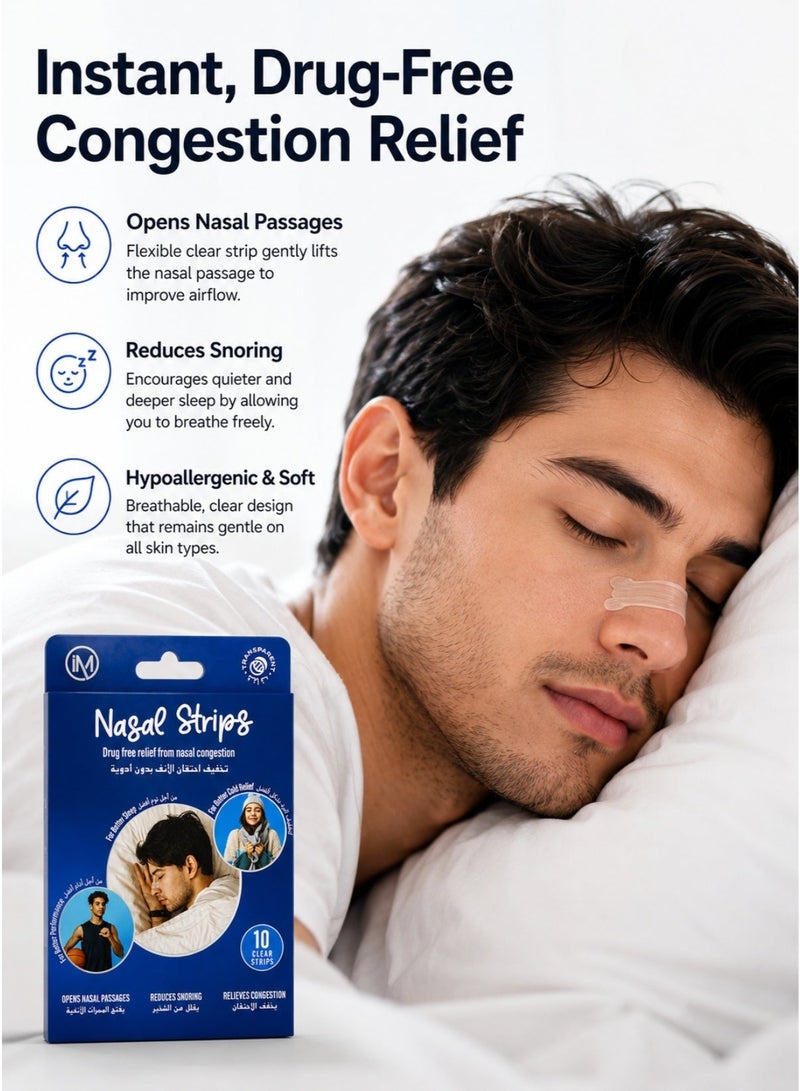 Impressmed Nasal Strips Clear Invisible For Snoring And Congestion Relief 10 Count - Image 2