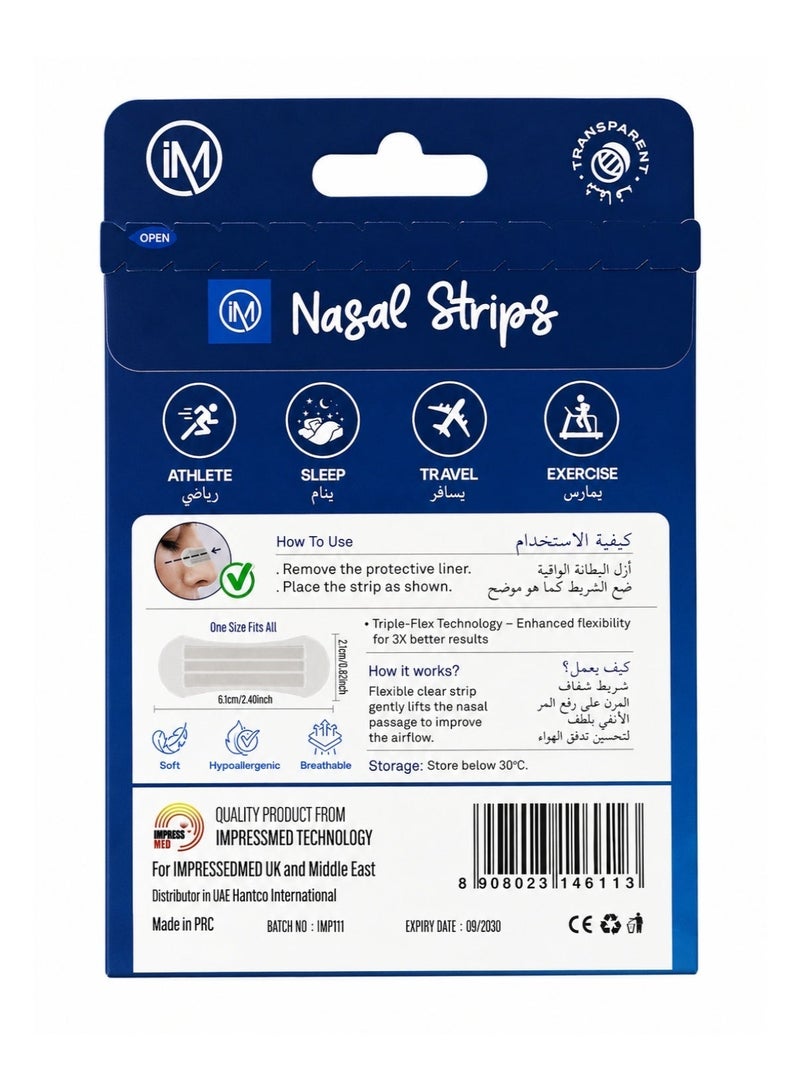 Impressmed Nasal Strips Clear Invisible For Snoring And Congestion Relief 10 Count - Image 4