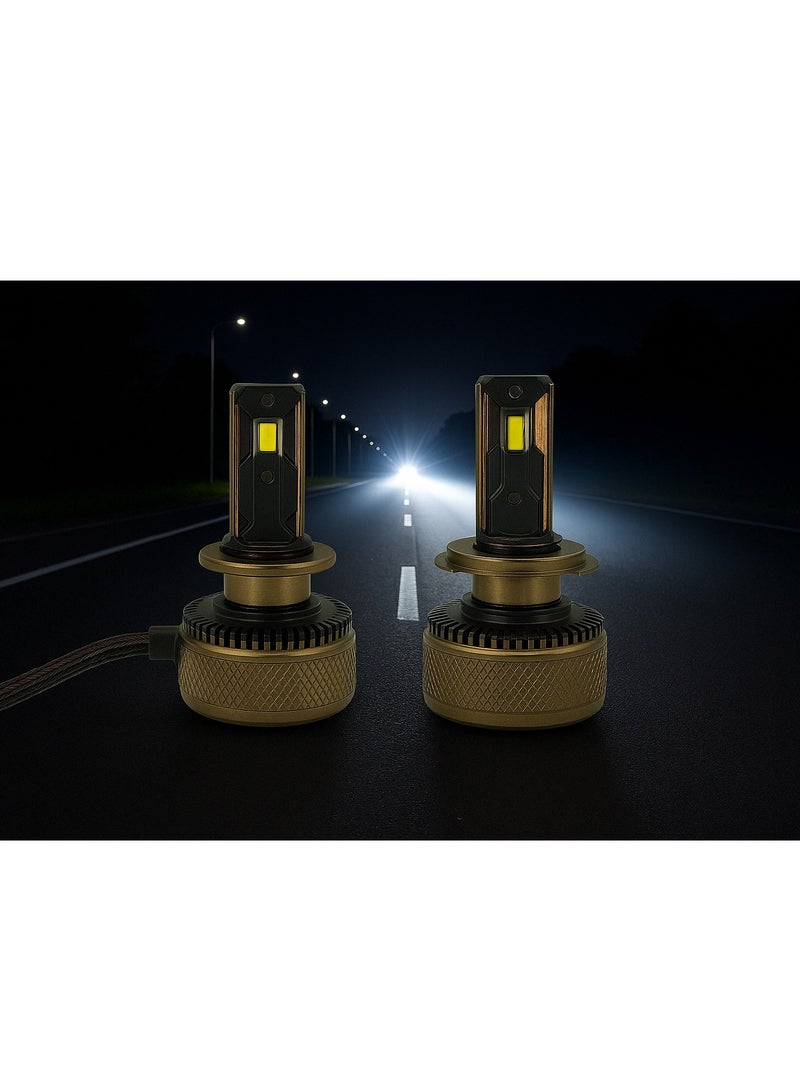 FT200 H7 LED Headlight Bulbs – 200W Super Bright White Light with Smart Cooling System – 2 Pieces, - Image 1