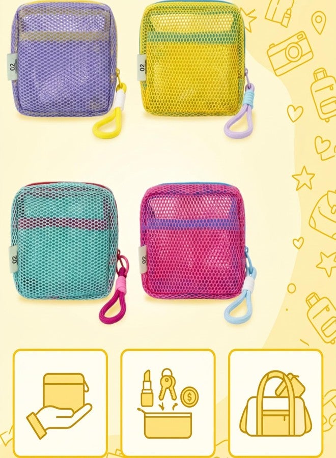 Vihaanta 4PCS Mesh Pouch, Mini Makeup Pouch, 4 Pack Organizer for Fitness Essentials, Compact Storage for Gym Accessories, Daily Use Mesh Bag with Secure Zipper, Multi-Functional Carry Pouch for Women - Image 4