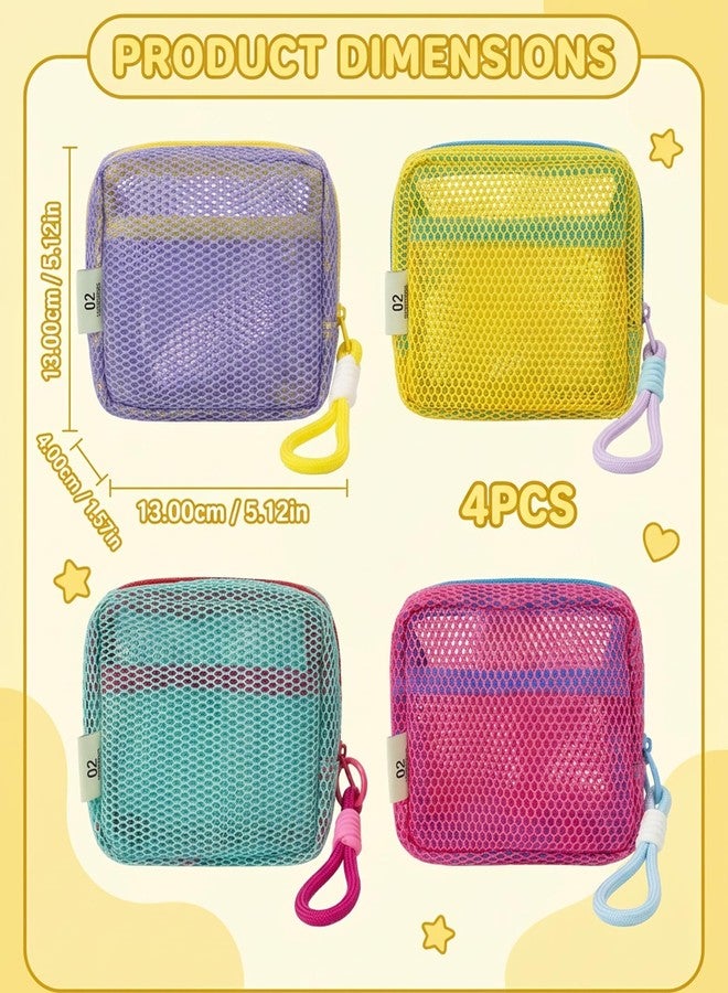 Vihaanta 4PCS Mesh Pouch, Mini Makeup Pouch, 4 Pack Organizer for Fitness Essentials, Compact Storage for Gym Accessories, Daily Use Mesh Bag with Secure Zipper, Multi-Functional Carry Pouch for Women - Image 2