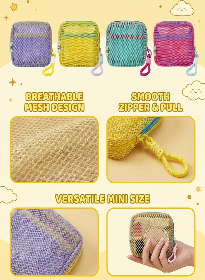 Vihaanta 4PCS Mesh Pouch, Mini Makeup Pouch, 4 Pack Organizer for Fitness Essentials, Compact Storage for Gym Accessories, Daily Use Mesh Bag with Secure Zipper, Multi-Functional Carry Pouch for Women - Image 3