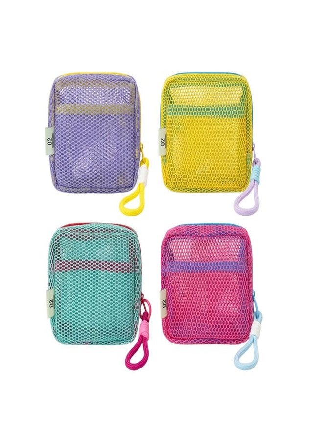 Vihaanta 4PCS Mesh Pouch, Mini Makeup Pouch, 4 Pack Organizer for Fitness Essentials, Compact Storage for Gym Accessories, Daily Use Mesh Bag with Secure Zipper, Multi-Functional Carry Pouch for Women - Image 1