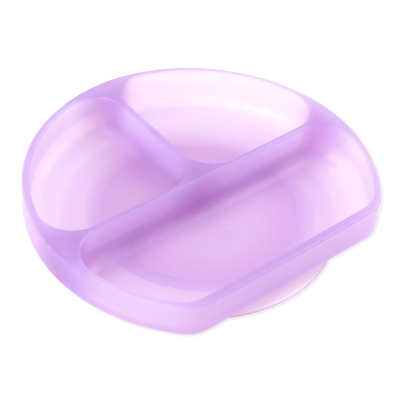 Bumkins Toddler and Baby Suction Plate, Silicone Divided Grip Dish for Babies and Kids, Baby Led Weaning, Children Feeding Supplies, Non Skid Sticky Bottom, Ages 6 Months Up, Purple Jelly - Image 1