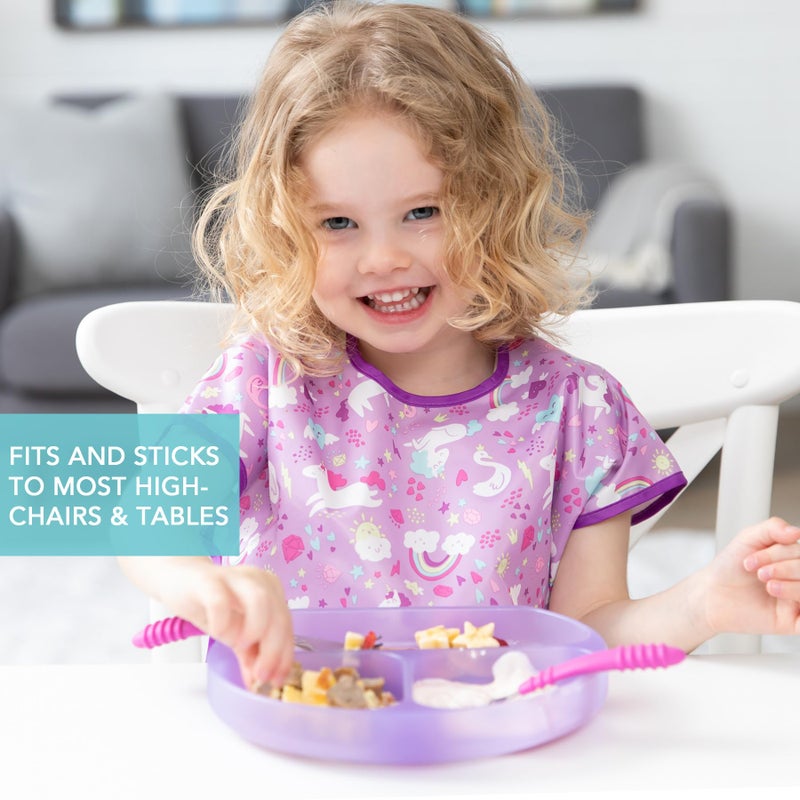 Bumkins Toddler and Baby Suction Plate, Silicone Divided Grip Dish for Babies and Kids, Baby Led Weaning, Children Feeding Supplies, Non Skid Sticky Bottom, Ages 6 Months Up, Purple Jelly - Image 3