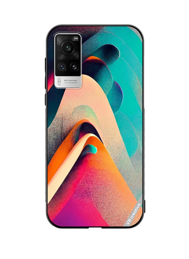 VR CREATIVE Protective Case Cover For Vivo X60 Pro Abstract Waves Lines Design Multicolour  - Image 1