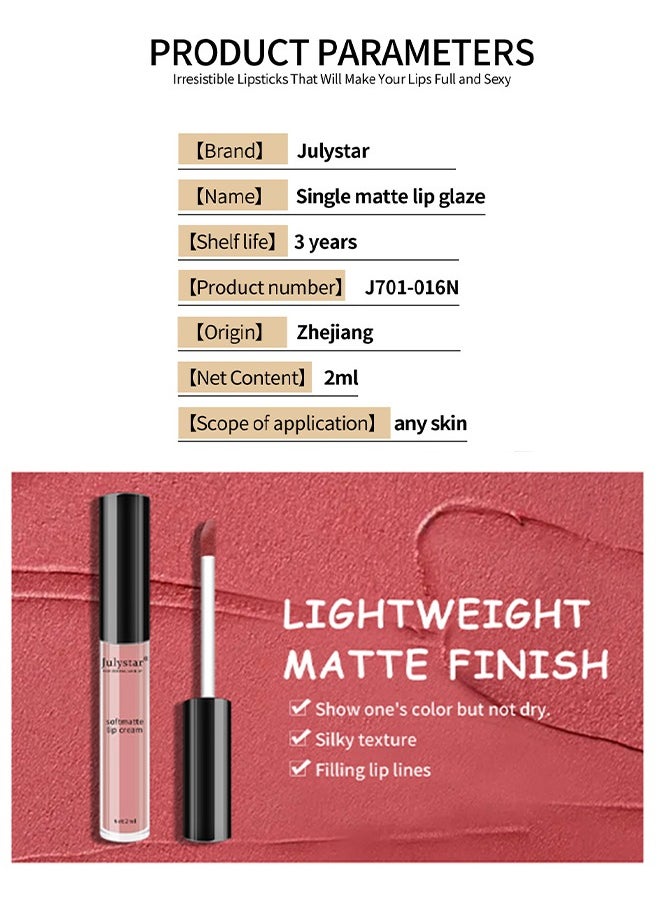 Julystar Soft Matte Lip,Liquid Matte Deep Dark Red Lipstick-Lip Stain Makeup For Women 24 Hours Lipstick Long Lasting Portable Multi Use Lipstick（#06）  - Image 5