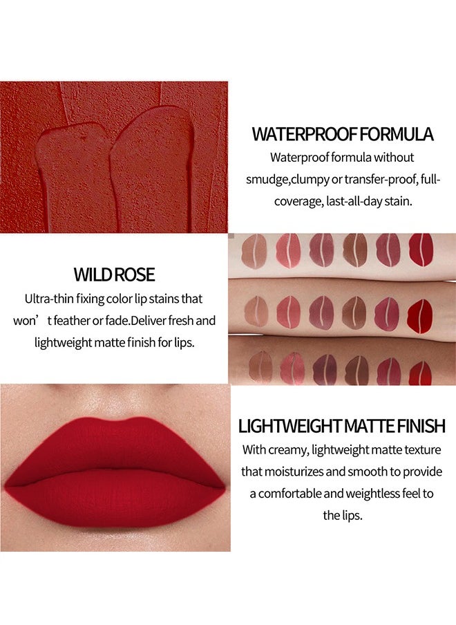 Julystar Soft Matte Lip,Liquid Matte Deep Dark Red Lipstick-Lip Stain Makeup For Women 24 Hours Lipstick Long Lasting Portable Multi Use Lipstick（#06）  - Image 4