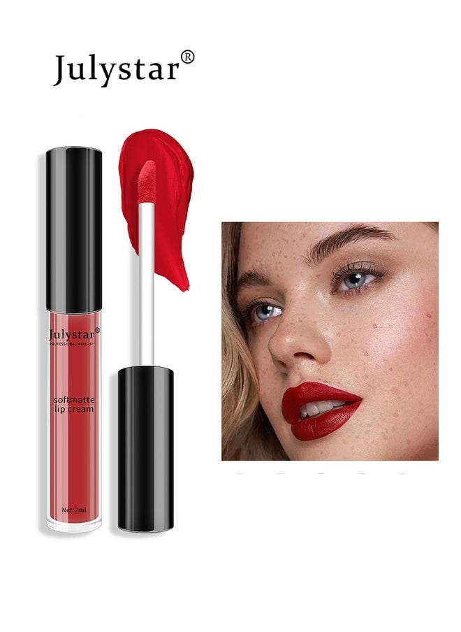 Julystar Soft Matte Lip,Liquid Matte Deep Dark Red Lipstick-Lip Stain Makeup For Women 24 Hours Lipstick Long Lasting Portable Multi Use Lipstick（#06）  - Image 1