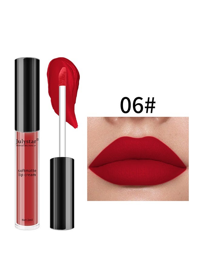 Julystar Soft Matte Lip,Liquid Matte Deep Dark Red Lipstick-Lip Stain Makeup For Women 24 Hours Lipstick Long Lasting Portable Multi Use Lipstick（#06）  - Image 2