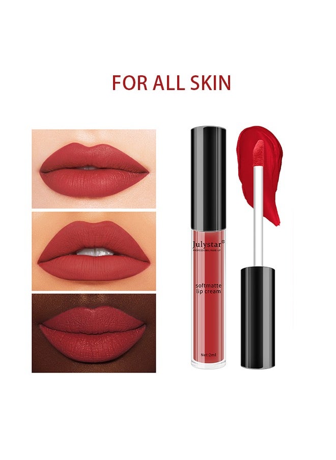 Julystar Soft Matte Lip,Liquid Matte Deep Dark Red Lipstick-Lip Stain Makeup For Women 24 Hours Lipstick Long Lasting Portable Multi Use Lipstick（#06）  - Image 3