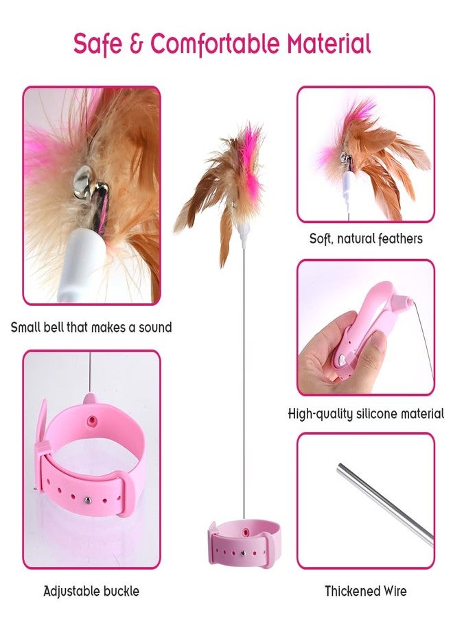 Abnaok Cat Feather Collar Toys, Interactive Cat Toys for Indoor Cats Teasing Wand Collar Funny Cat Toy with Bell and Replaceable 3 Feathers Refills Multiple Ways for Cats to Play - Image 3