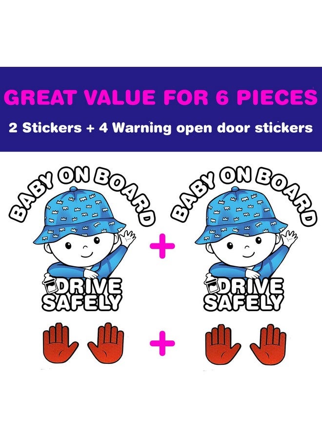 Canel 6 Pieces (2 Stickers Plus 4 Reflective Warning Open Door Sign), High Visibility, Baby in Car Sticker and Warning Open Door Sign, Baby on Board Sticker, Drive Safely Sticker - Image 2