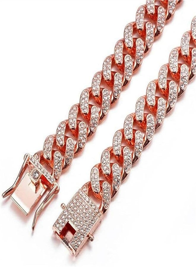 WeimoMonkey Rose Gold Dog Necklace Collar,Dog Chain Collars,Cuban Link Dog Collar, Diamond Necklace Metal Bling Choke, 13mm Wide Pet Jewelry for Puppy Small Medium Large Dogs Cats (14inch) - Image 5