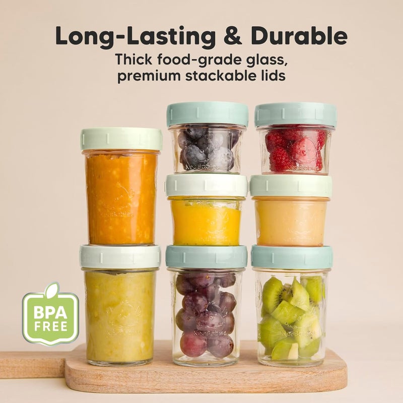 KeaBabies 8-Pack Glass Baby Food Containers with Lids - Image 4