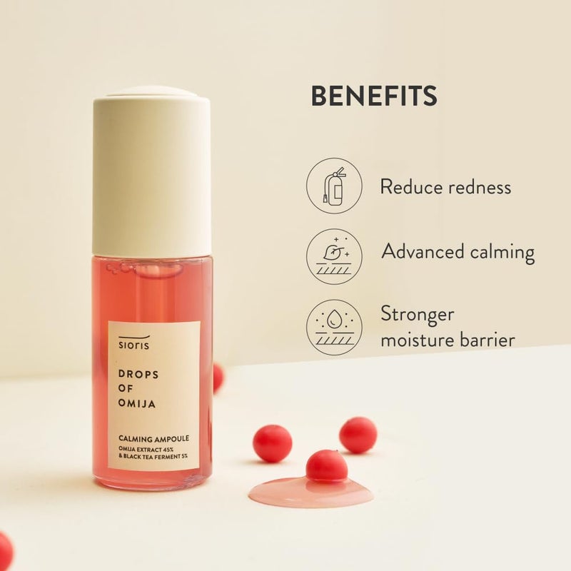 sioris Drops of Omija Calming Ampoule 45% organic Omija & 5% kombucha, calming & Soothing Redness, intense rejuvenating, controls sebum with mild acid - Image 4