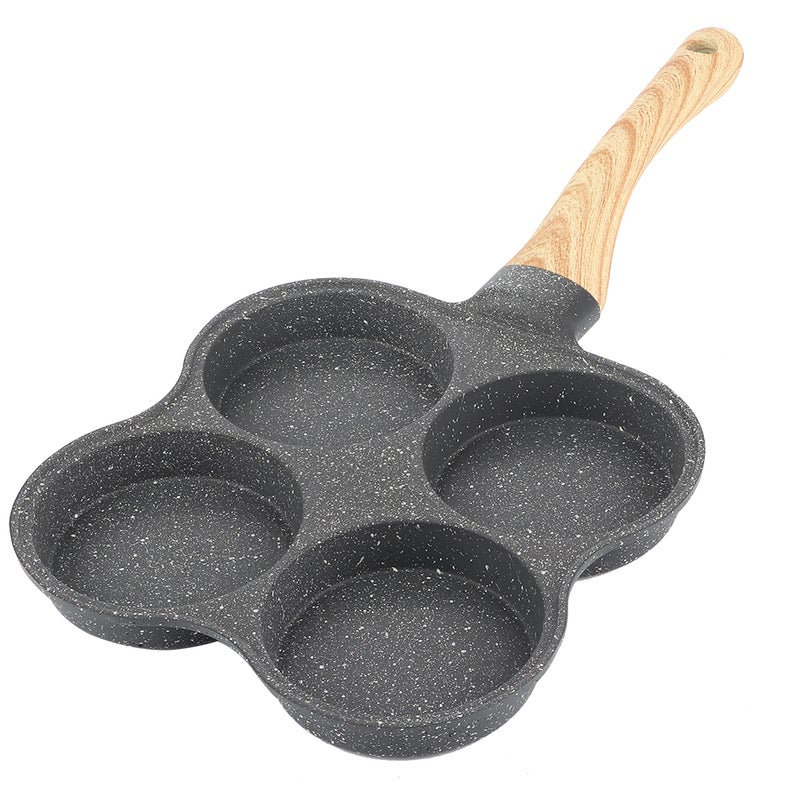 Omelet Pan 4-Hole Non-Stick Coating - Anti-Scald Ergonomic Handle Frying Pan for Home Breakfast Cooking - Image 3