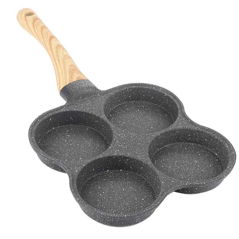 Omelet Pan 4-Hole Non-Stick Coating - Anti-Scald Ergonomic Handle Frying Pan for Home Breakfast Cooking - Image 4