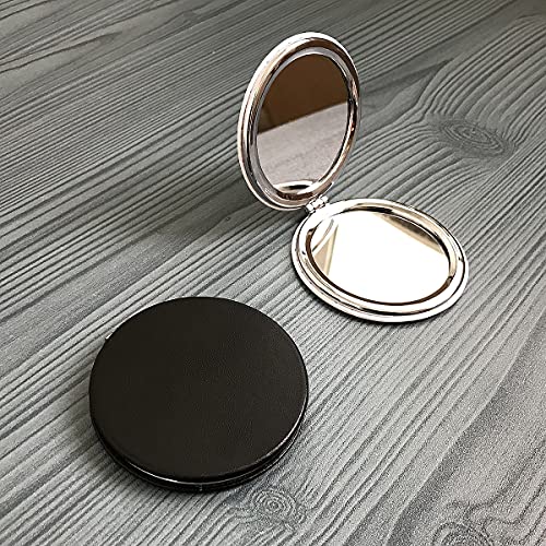 Zcooooool Makeup Mirror, 6.7 cm Round Folding Mirror, Professional Double-Sided Makeup Mirror (one Side Enlarged, The Other Side Normal) PU Surface Mirror - Image 5